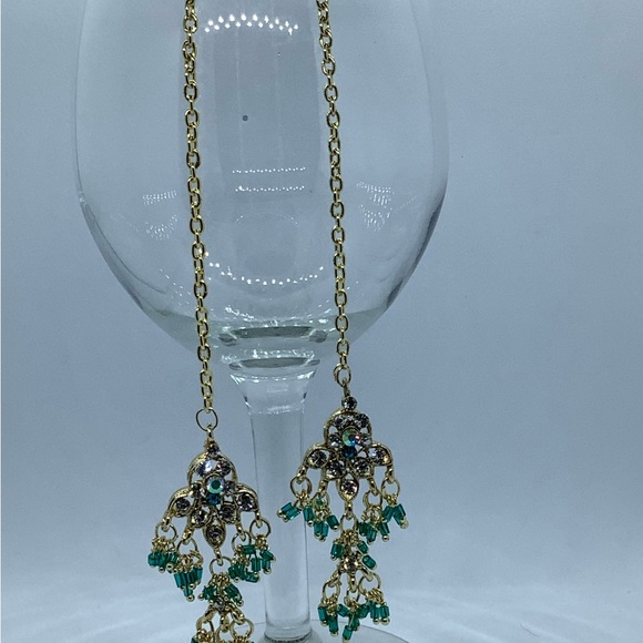 Dangle earrings with Hair Chain / Hook - Picture 3 of 4